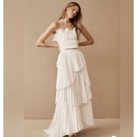 AMUR Ophelia Pleated Taffeta Maxi Skirt White Womens Size 10 - Picture 1 of 14
